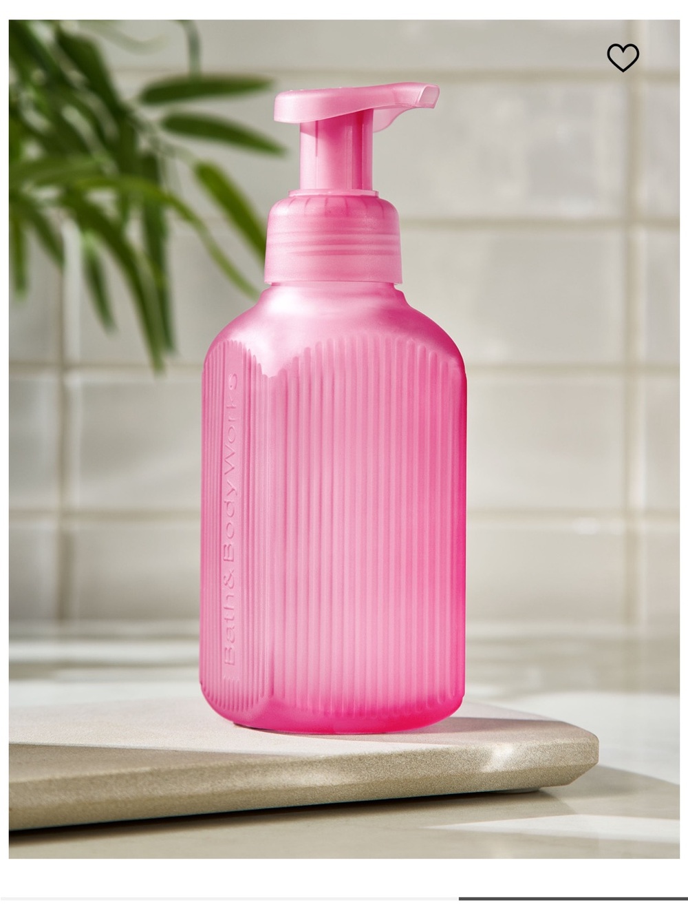 NEW BBW MAUVE RIBBED GLASS FOAMING SOAP DISPENSER